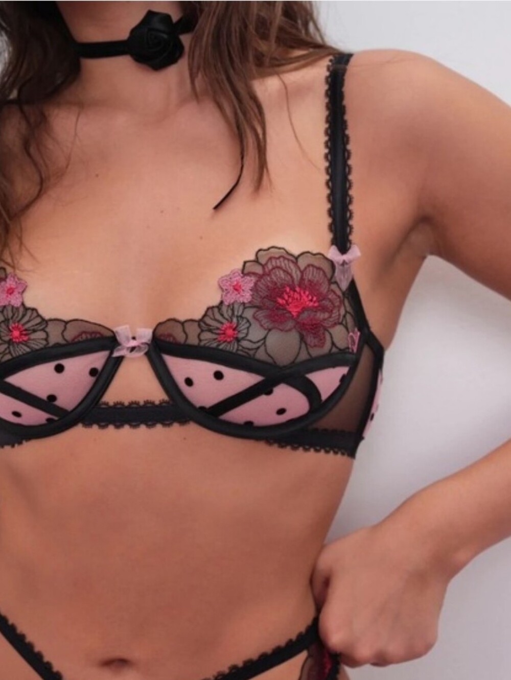 New For Love and Lemons Zinnia Embroidered Underwire Bra 38D NWT